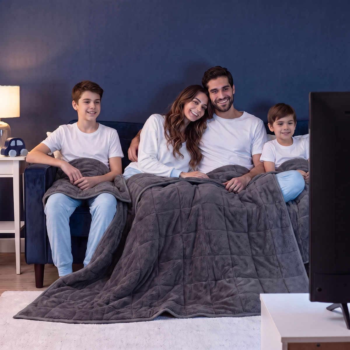 Famille sous les couvertures lestées Lune Lestée