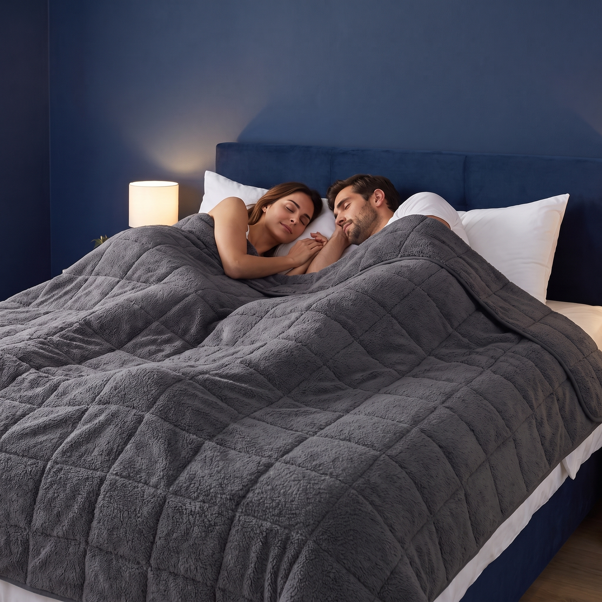 Couple endormi sous une couverture lestée 2 personnes